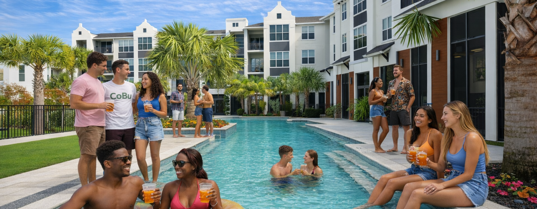 a pool with people in it